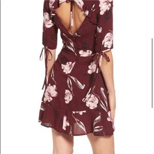 BP Maroon Floral Cutout Dress